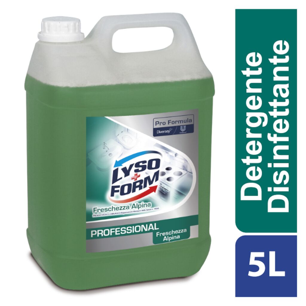 Lysoform Professionale Freschezza Alpina Plus 2x5L - Disinfettante battericida lieviticida ad azione detergente e deodorante